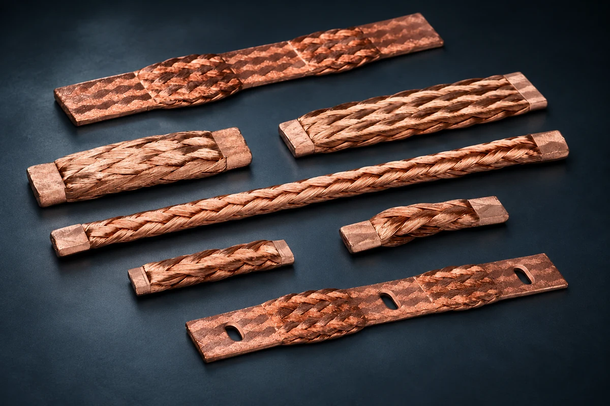 Flexible copper connectors with compacted contact areas