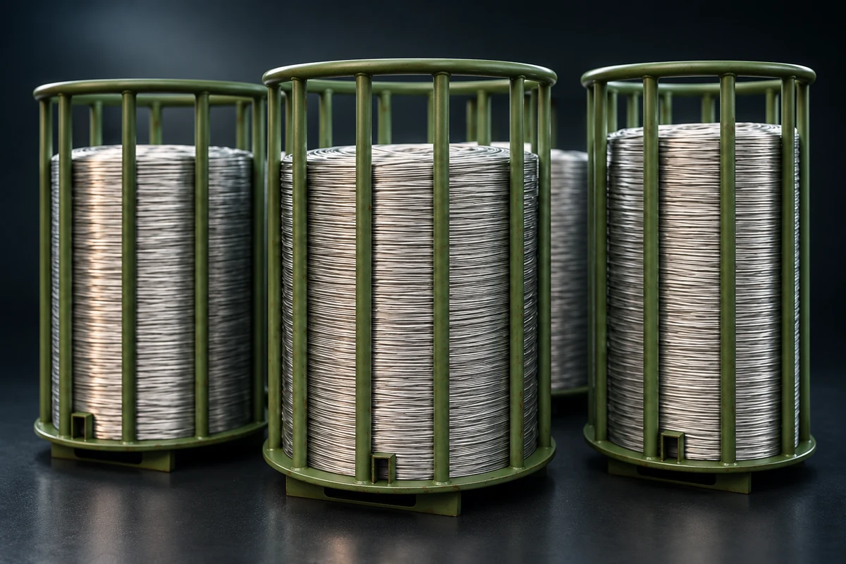 Round wire on spools in production